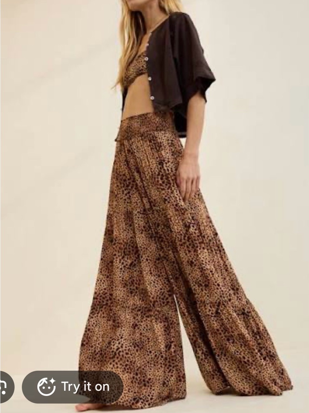 Aerie Leopard Print Wide-Leg Party Pant XL - Picture 3 of 10